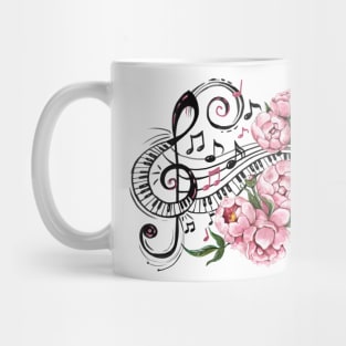 Piano Keys and Flowers Mug